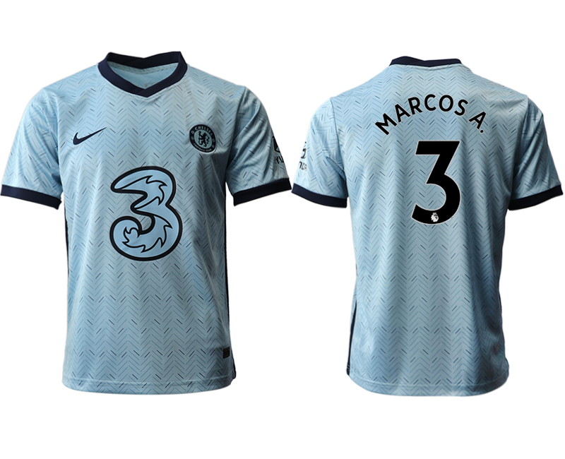 Men 2020-2021 club Chelsea away aaa version #3 Light blue Soccer Jerseys->chelsea jersey->Soccer Club Jersey